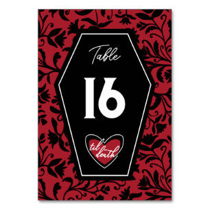Numéro De Table Fleurs de mariage gothique jusqu'à la mort et cerc