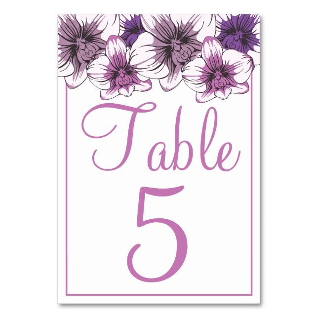 Numéro De Table Fleurs de mariage orchidée violette botanique (Par défaut)