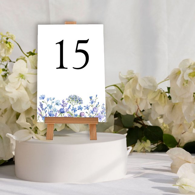 Numéro De Table Fleurs de mariage sauvage de pervenche (Wedding Table Number from my Lilac + Periwinkle Wildflower Wedding Collection
)