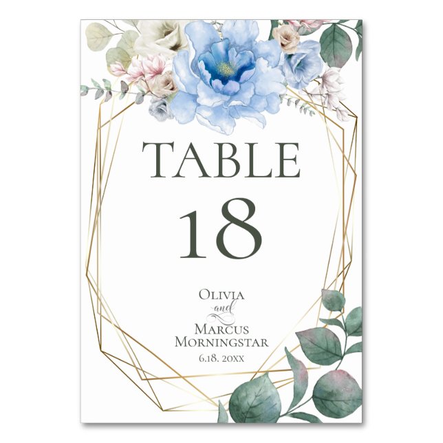 NUMÉRO DE TABLE | Fleurs de paonies aquarellées bl (Dos)