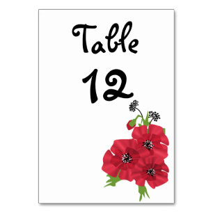 Numéro De Table Fleurs de pavots rouges floraux minimalistes simpl