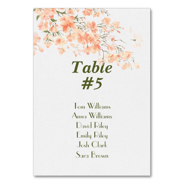 Numéro De Table Fleurs de pêche mariages (Par défaut)