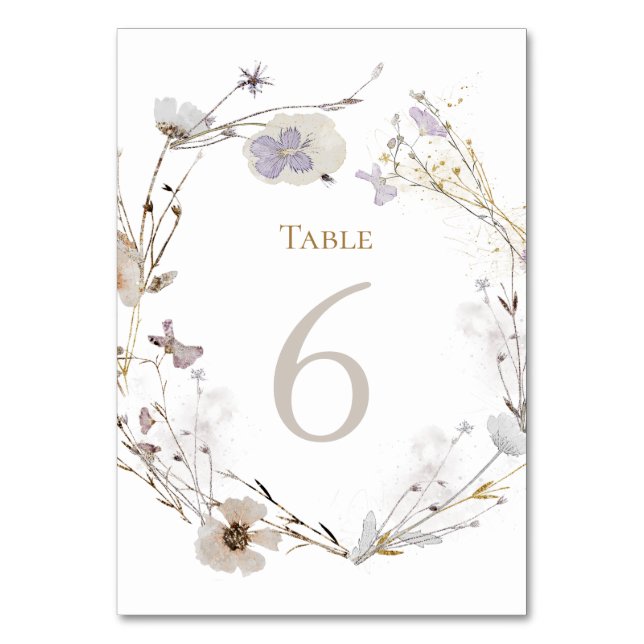 Numéro De Table fleurs de prairie Tableau Numéro 6 (Par défaut)