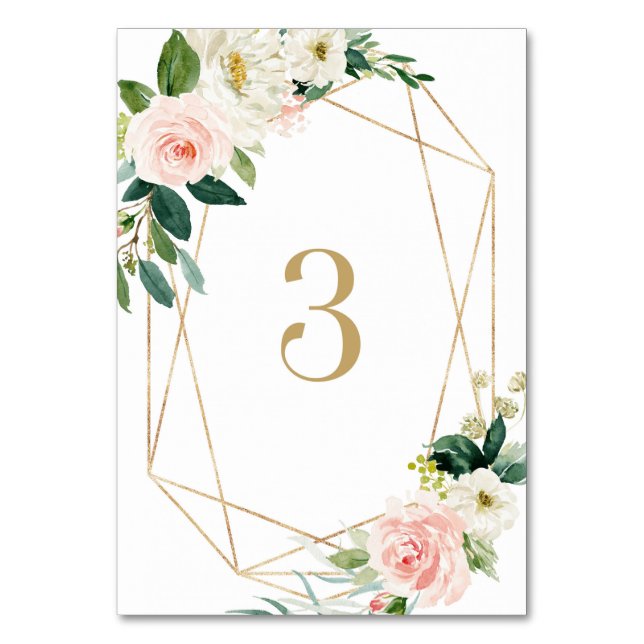 Numéro De Table Fleurs de printemps à l'aquarelle géométrique Tabl (Par défaut)