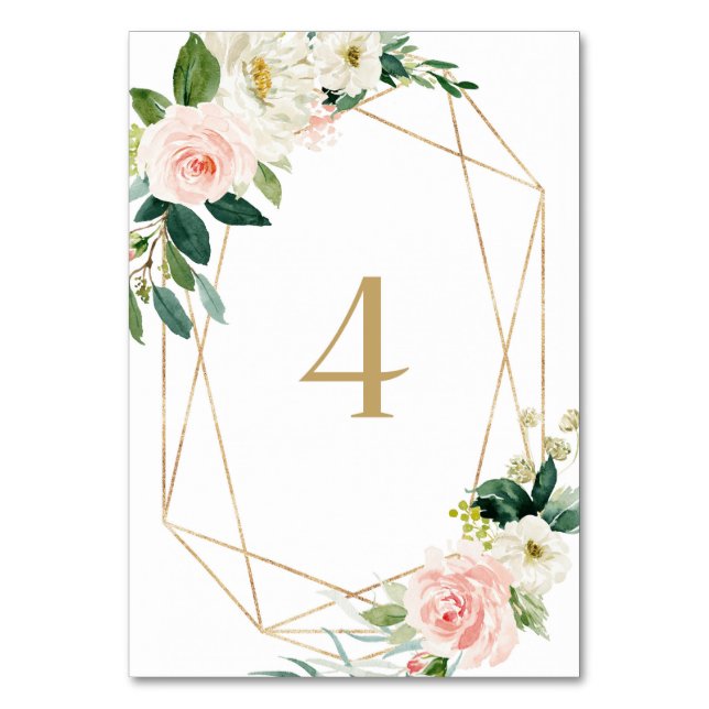 Numéro De Table Fleurs de printemps à l'aquarelle géométrique Tabl (Par défaut)