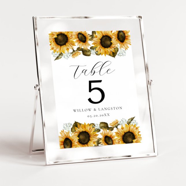 Numéro De Table Fleurs de soleil jaunes Mariage de fleurs Numéro d (Créateur téléchargé)