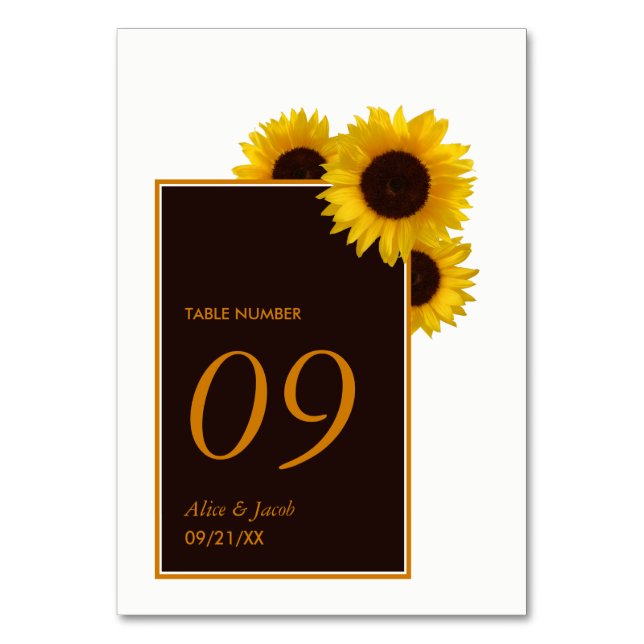 Numéro De Table Fleurs de soleil rustiques - Mariage floral (Par défaut)