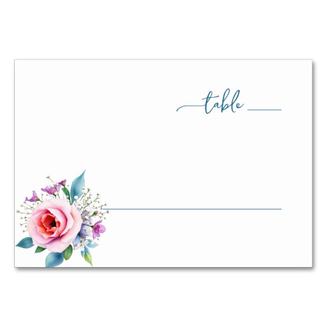 Numéro De Table Fleurs de teal élégantes (Devant)