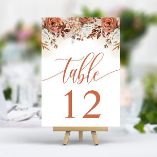 Numéro De Table Fleurs de terre cuite mariage herbe de la pampa