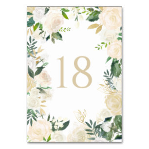 Numéro De Table Fleurs d'ivoire mou romantique Mariage de couronne