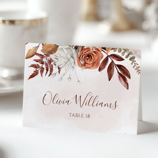 Numéro De Table Fleurs en terre cuite Boho Mariage de automne Cart (Créateur téléchargé)