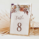 Numéro De Table Fleurs en terre cuite Boho Mariage de automne Numé<br><div class="desc">Panneau de numérotation de table mariage moderne de style bohème avec fleurs d'aquarelle et feuilles de chute dans les tons terre comme rouille brun,  orange brûlé et terre cuite. Un choix parfait pour les mariages d'automne.</div>