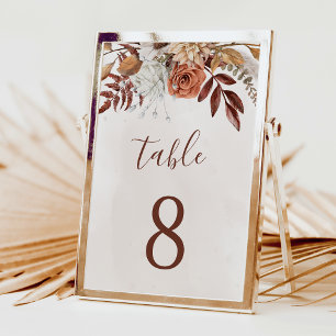 Numéro De Table Fleurs en terre cuite Boho Mariage de automne Numé