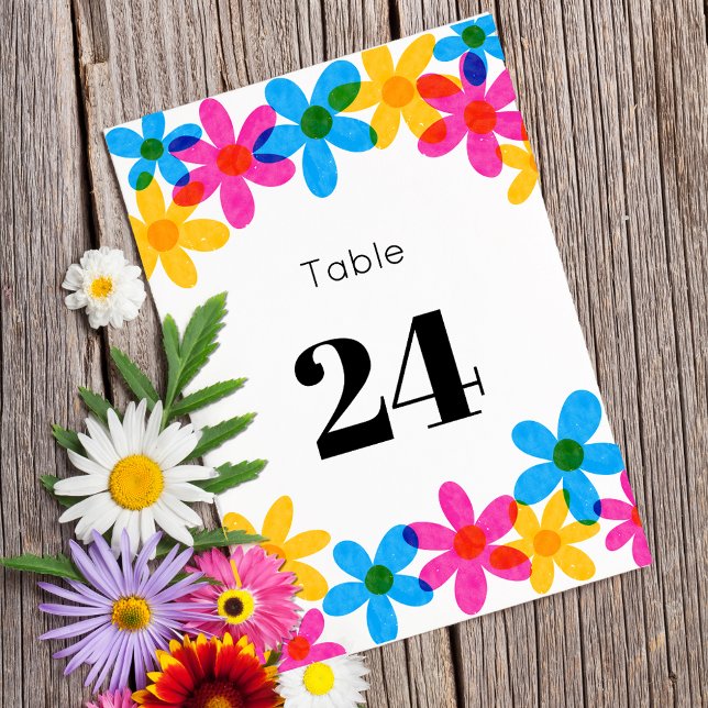 Numéro De Table Fleurs hippies brillantes et audacieuses Mariage d (Créateur téléchargé)