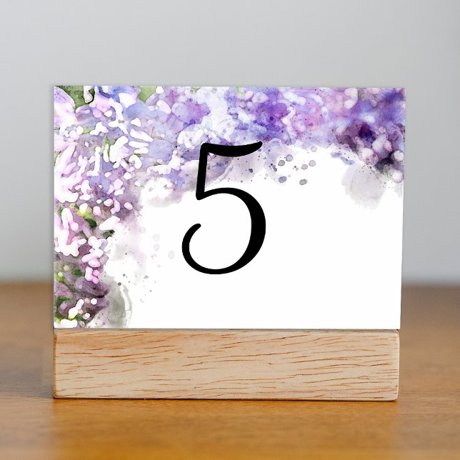 Numéro De Table Fleurs Lilac Violet Aquarelle Numéros de tableau (Créateur téléchargé)