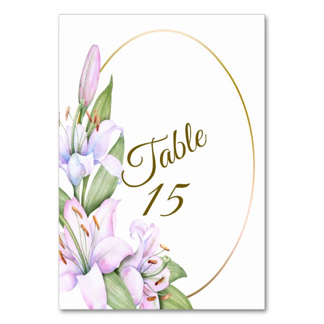 Numéro De Table Fleurs Lily rose de fête Cadre doré Belle (Par défaut)