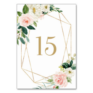 Numéro De Table Fleurs printanières de l'aquarelle géométrique Tab