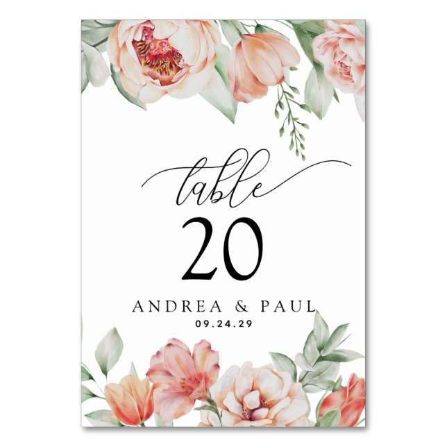 Numéro De Table Fleurs printanières et Mariage de verdure (Par défaut)