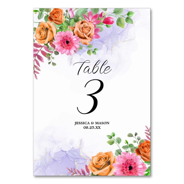 Numéro De Table Fleurs roses (Par défaut)