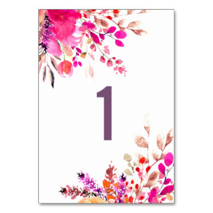 Numéro De Table Fleurs roses aquarelles. Onglet mariage fleuri du 