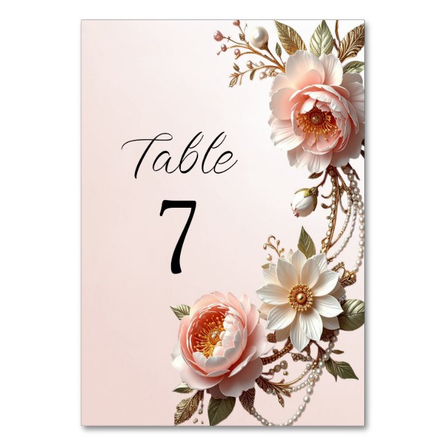 Numéro de table Fleurs roses et blanches décorativ (Par défaut)