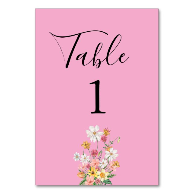 Numéro De Table Fleurs Sauvages Anniversaire Rose (Par défaut)