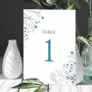 Numéro De Table fleurs sauvages bleu aquarelle Tableau Numéro 1