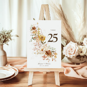 Numéro De Table Fleurs sauvages de automne rustique Mariage de pra