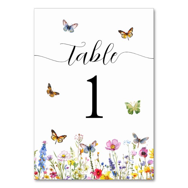 Numéro De Table Fleurs sauvages et papillons Mariages (Par défaut)