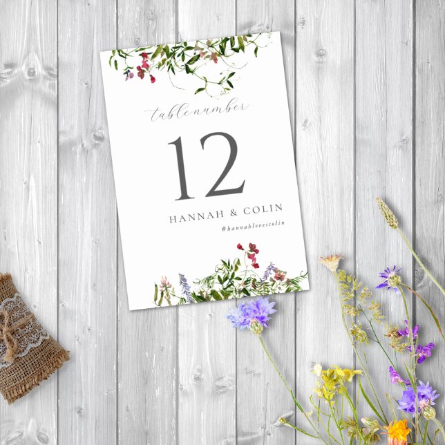 Numéro De Table Fleurs Sauvages Fantaisistes & Verdure (Créateur téléchargé)