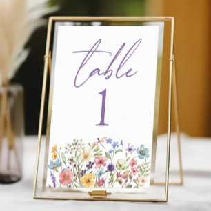 Numéro De Table Fleurs sauvages fleurs sauvages Jardin Floral Mari