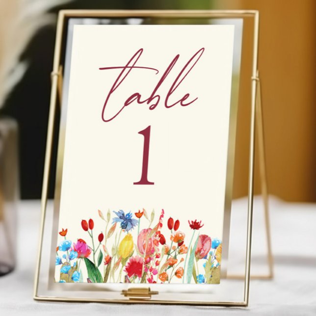 Numéro De Table Fleurs sauvages fleurs sauvages Jardin Floral Mari (Créateur téléchargé)