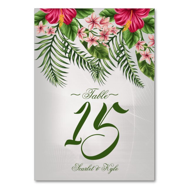 Numéro De Table Fleurs tropicales et Mariage Feuille Tableau NO. C (Par défaut)