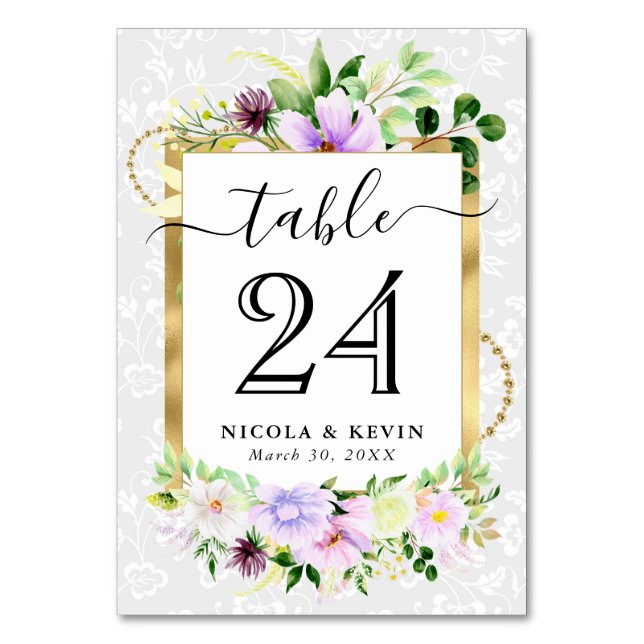 Numéro De Table Fleurs violettes et crème à l'aquarelle pour maria (Par défaut)