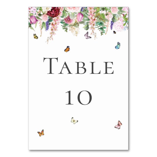 Numéro De Table Fleurs violettes roses avec papillons (Par défaut)