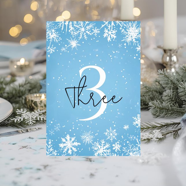 Numéro De Table Flocon de Neige Bleu de Merveille d'Hiver (Créateur téléchargé)