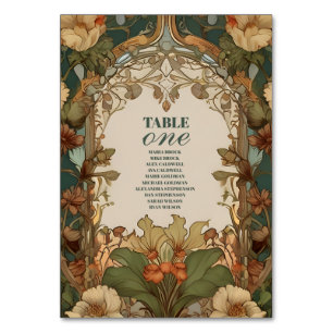 Numéro De Table Flora Vintage Art nouveau Mariage