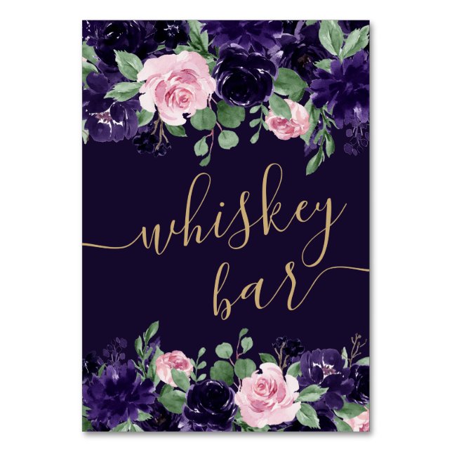 Numéro De Table Floraison | Bar à whisky violet et rose (Par défaut)