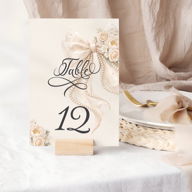 Numéro de table floral à ruban élégant (Créateur téléchargé)