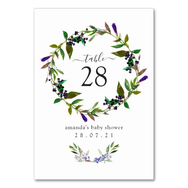 Numéro de table floral aquarelle violet printemps (Par défaut)