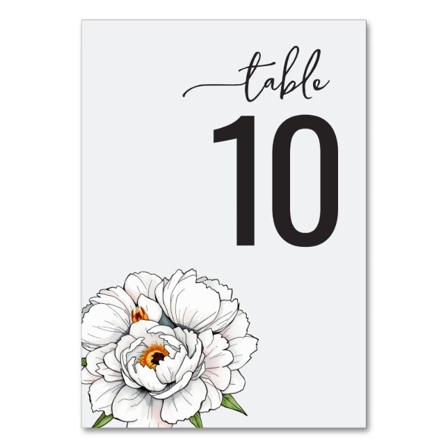 Numéro de table floral blanc élégant (Par défaut)