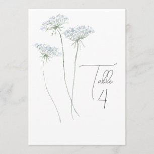 Numéro de table floral bleu aquarelle élégant
