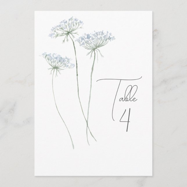 Numéro de table floral bleu aquarelle élégant (Devant)