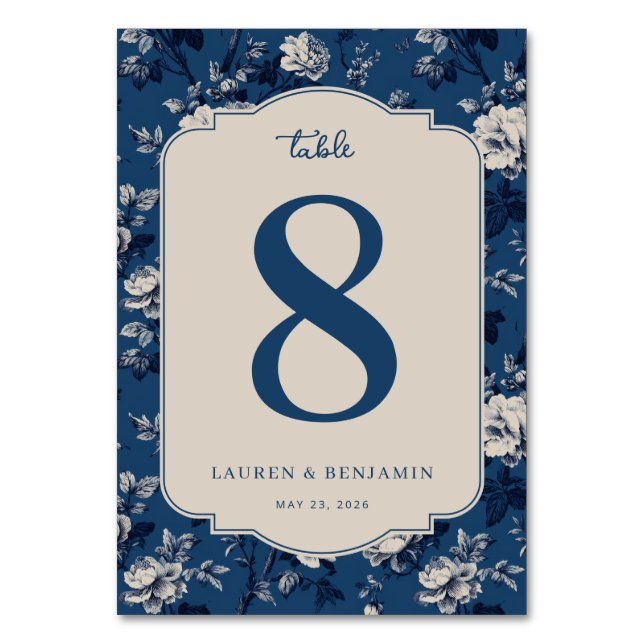 Numéro de table floral bleu élégant (Par défaut)