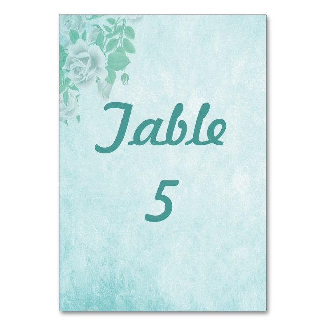 Numéro De Table Floral bleu mariage