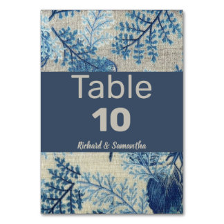 Numéro De Table Floral bleu pointillé
