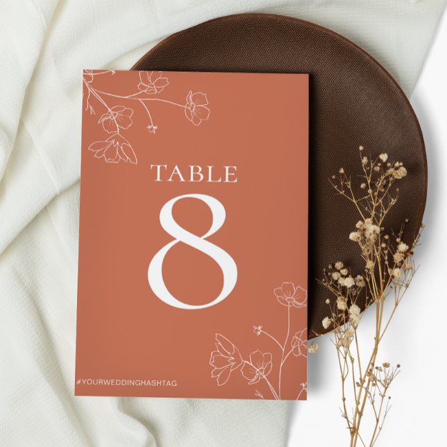 Numéro De Table Floral Boho Terracotta Mariage (Créateur téléchargé)