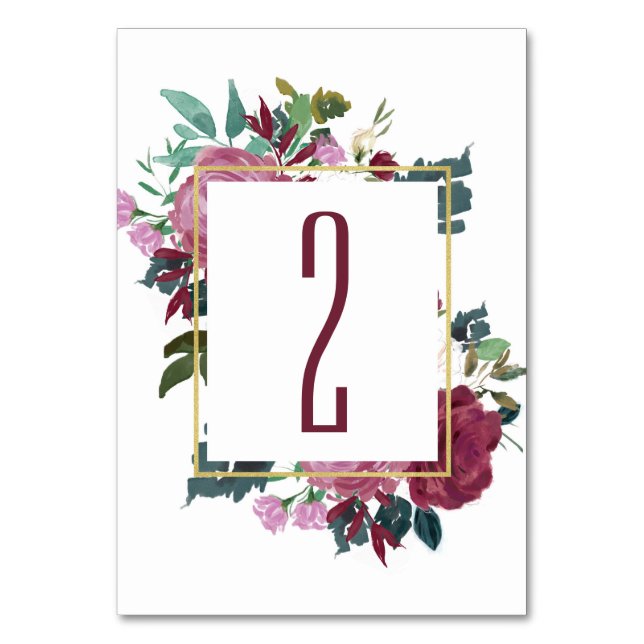 Numéro de table floral bordeaux. Mariage bordeaux (Par défaut)