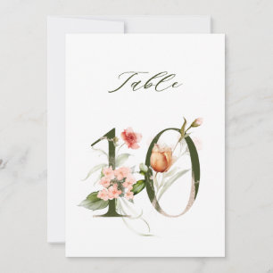 Numéro de table floral botanique 5x7 Numéro 10
