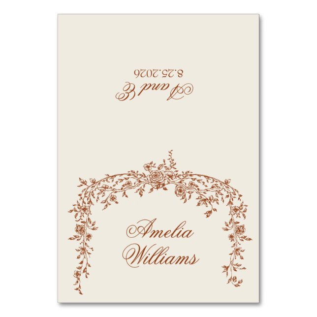 Numéro De Table Floral Burnt Orange Beige Boho Terracotta Wedding (Par défaut)